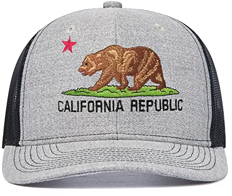 Shenbors Bestickte Baseballmützen für Herren und Damen, California Bear (Grau Schwarz), Einheitsgr��e