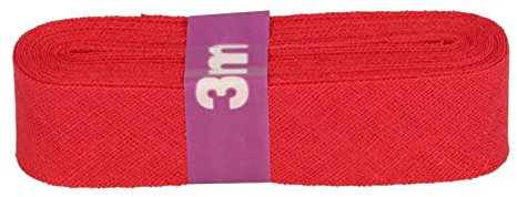 Schrägband 3m x 20mm Baumwolle gefalzt 60 Farben Einfassband Saumband, Farbe:743 kirschrot