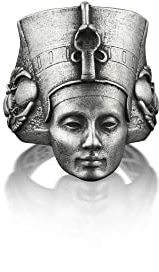 BySilverStone Jewelry – Nofretete-Königin Des Alten Ägypten-Rings, Gravierter Skarabäus Auf Der Seite, Ägyptischer Mythologie-Ring, Biblischer Ring Für Mama, Außergewöhnlicher Ring Für Männer