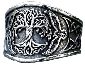 LAYCHEN Nouvelles Bagues pour Hommes Viking Amulette Arbre De Vie Bague pour Adolescents Mode Bijoux pour Cadeau