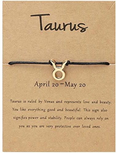 Sternzeichen-Sternbild-Armband, Stilvolles, Schwarzes Schnur-Karten-Armband, Verstellbares Armband, Damen/Herren-Horoskop, Himmlische Astrologie, Damen-Modeschmuck, Geburtstagsgeschenk, Stier, Verste