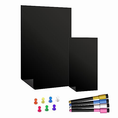 The Magnet Shop TMS Pizarra blanca magnética para nevera (A4 (30 x 21 cm) + Lista de compras (21 x 10 cm), combo imán negro