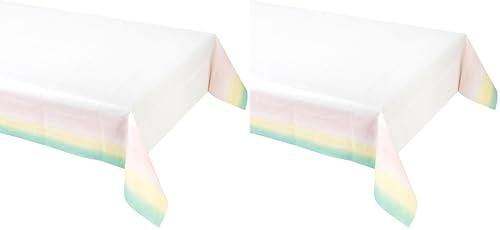 Talking Tables Pastel Paper Table Cover Disposable Tablecloth Perfect for Baby Shower, 1st First Birthday, and Unicorn Themed Birthday Party,180 x 120 cm (Pack of 2)