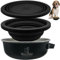Vebs Pets Stainless Steel Dog Bowl 30 oz, W/Collapsible Lid 20 oz W/Handle, Leak Proof, Non Slip, Food & Water Pet Bowls for Cats & Medium Dogs, Portable Travel (Black)