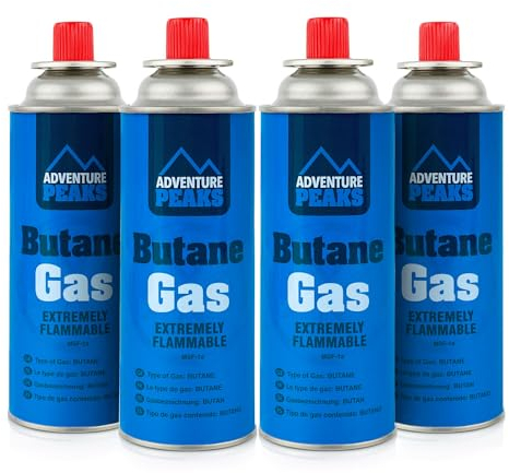 WINSOME Butane Gas Cartridge - Pack of 4 Camping Gas Canister for Stoves, Gas Weed Burner, BBQ - Camping Gas Bottles Refill - Gas Cartridge for Camping Stove
