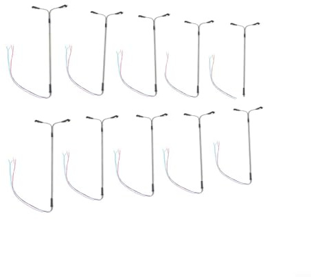 Modelleisenbahn Zug Lampe, 10Pcs 3V Modelleisenbahn HO Skala Zwei-Köpfe Weiße Lampe 14Cm LED Straßenlaternen für Landschaft Landschaft