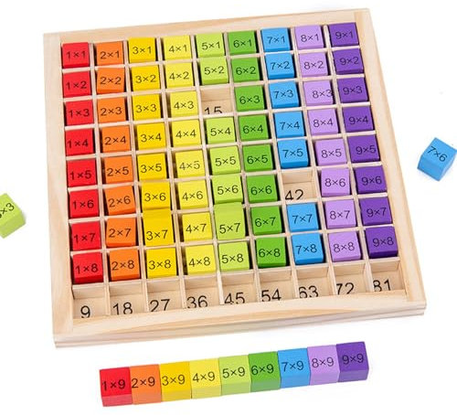 Kiuiom Lernen Spiel,Holz Multiplikationsbrett,Einmaleins Spiel,Mathematik Spielzeug,Multiplikationslehrmittel für Die Frühkindliche Bildung-rechnen Lernen Spiel