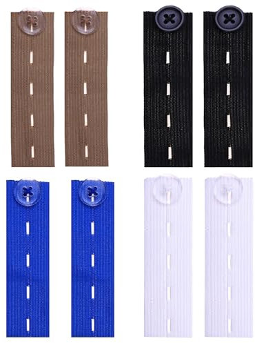 8 Pezzi Estensore Elastico in Vita, Prolunga Cintura in Vita Regolabile, Estensore Elastico del Bottone, Adatto A Jeans, Pantaloni, Gonne da Uomo E da Donna - 4 Colori