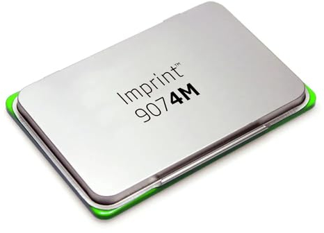 Trodat 9074M Imprint Stempelkissen mit grüner Tinte auf Wasserbasis, für Handstempel, große Formate, Größe 160 x 90 mm, Rahmen aus Metall und Kunststoff