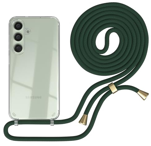 EAZY CASE - Handykette kompatibel mit Samsung Galaxy S24 Kette zum Umhängen für Galaxy S24 Hülle mit Band aus Silikon stoßfeste transparente Handyhülle als Fallschutz in Grün