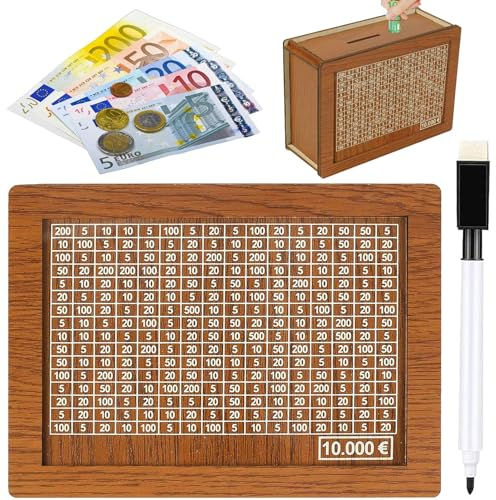 Hucha de Madera con Contador, Hucha con Contador, Hucha con Objetivo de Ahorro y Números, Hucha Retro con Números, Ayuda a los Niños a Desarrollar el Hábito de Ahorrar Dinero