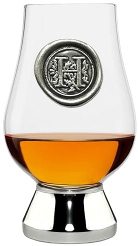 English Pewter Company Glencairn Personalised Whisky Glass with Monogram Initial - Unique Gifts for Men - with Your Choice of Initial 200ml [WGP208] (H)