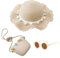 1 Piece of hat, 1 Piece of Small Bag, 1 Piece of Sunglasses, Children's Straw hat, Women's Sun hat Straw hat, Beach Summer hat Set, Children's Sun hat Beige