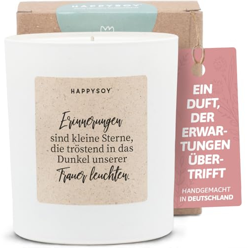 Geschenk Trauer - Duftkerze mit Spruch - Trauerkerze, Trauergeschenk, Trost Geschenke, Trauerkerzen - Handgemachte Kerze - Sojawachs - Weiß