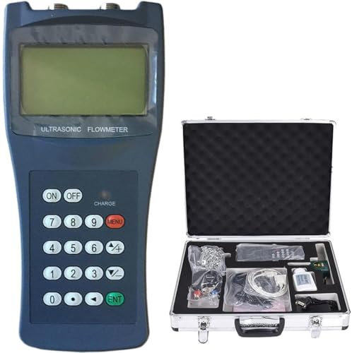 GJBMXSM Portable Ultrasonic Flow Meter, Clamp-On Flowmeter, Accuracy ±1% with Data Logger(Record 2000 Rows of Data), Water Flowmeter, Liquid Flow Meter, Standard Transducer, -30~160°C,DN15-DN100