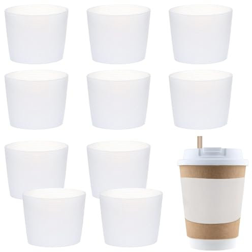 Norhogo 10 Stück kaffeebecher sleeve, Becher Schalen Hülsen, wiederverwendbar Glasflaschen Becher Hülle, kaffeebecher sleeve silikon, Rutschfest Flaschen Tasse Hülse, Tasse Ärmel Haushalt