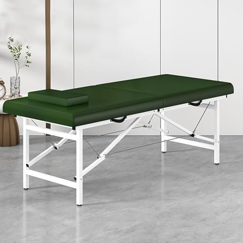 Tragbare Massageliegen, zusammenklappbar, leicht, mit hochfesten Metallbettbeinen, Spa-Bett, tragbares Wimpernbett, Massagebett, Faltbare Spa-Tische, verstellbar 2-Fach, grün, 180 x 60 x 60