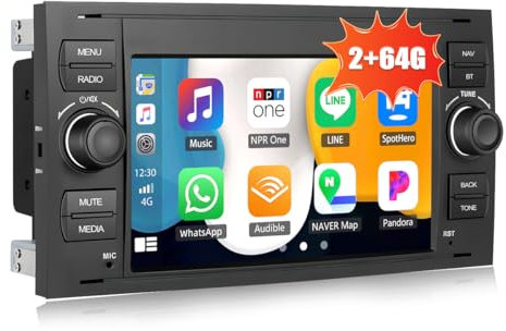 2+64GB Android 13 autoradio per Ford C-Max Connect Fiesta Mondeo Galaxy S-Max Transit Focus, 2 Din Autoradio con schermo da 9 pollici CarPlay Android Auto DSP+Buletooth 5.0