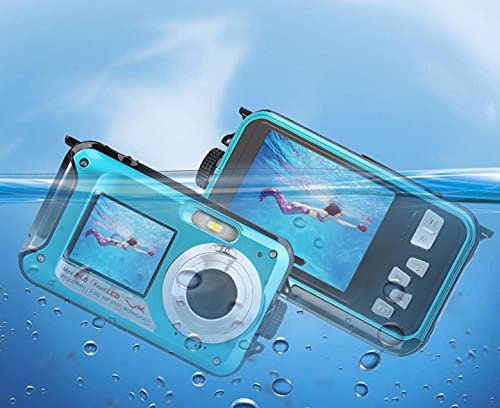 Helangel Cámara de Fotos Impermeable Digital Full HD 2,7 K 48 MP cámara subacuática Zoom Digital 16 x cámara Impermeable con Doble Pantalla para Adolescentes y Estudiantes Principiantes