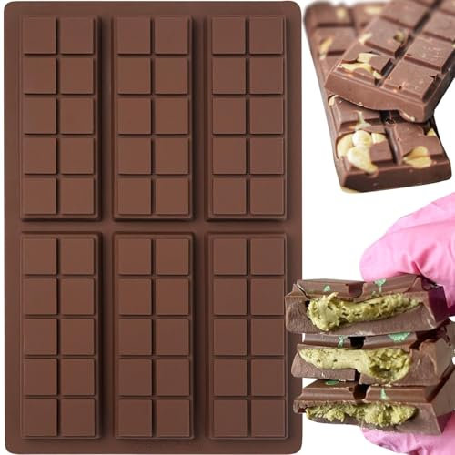 Molde Chocolate, 2 Piezas Molde De Tableta De Chocolate Molde de Silicona para Tableta de Chocolate Moldes Para Barra De Chocolate Profundos De Silicona Fácil De Desmoldar, para DIY Chocolates