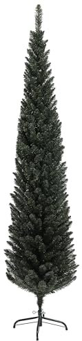 HOMCOM Albero di Natale Artificiale Alto 195 cm con 390 Rami, Albero di Natale Slim Salvaspazio con Base in Acciaio per Casa e Ufficio, Verde