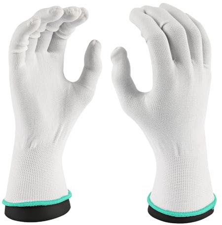 FRANZ MENSCH 12 Stück Hygostar Feinstrickhandschuhe Allfood | Nylon, Packung, weiß, 7/S, L: 23cm, Feinstrickhandschuhe, Montagehandschuh, Arbeitshandschuhe