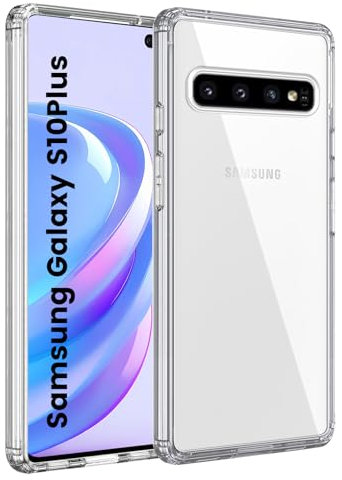 HuwaiH Handyhülle für Samsung Galaxy S10 Plus Hülle, Antikratzer, Anti-Schock, Anti-Rutsch Schutzhülle, Unterstützt kabelloses Laden, Nicht Vergilben Anti-Fingerabdruck Hülle(Transparente)