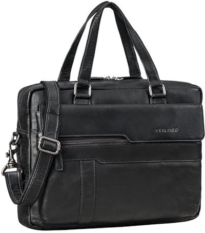 STILORD Matthew Sac Porte Document Professionnel Cuir Véritable A4 - Grand Pochette Ordinateur 15,6-16 Pouces - comme Elegant Sac de Travail Femme & Homme Couleur:Noir