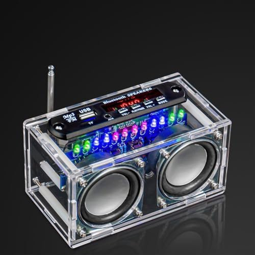 DIY Radio Kit, Soldering Practice Kits DIY Speaker Kit With FM Radio Transparent Mini Home Sound Amplifiers Kit With Digital Display
