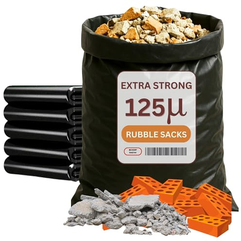 Rubble Sacks Heavy Duty-Rubble Bags Extra Strong 125 Micron-Heavy Duty Garden Waste Bags 20 x 30 inch 100kg Load. Highly Tear Resistant for Construction, Household, Timber and Gravel (15)