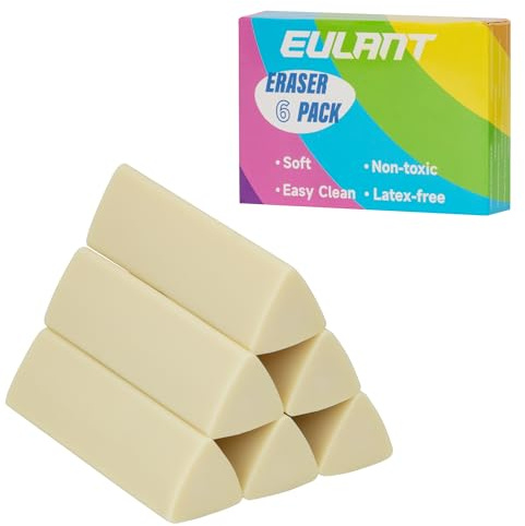 EULANT Dreieck Radiergummi 6 Stück, Radierer Kinder, Sanft 2B Eraser für Schulbüros Skizzen Gemälde Bildende Kunst
