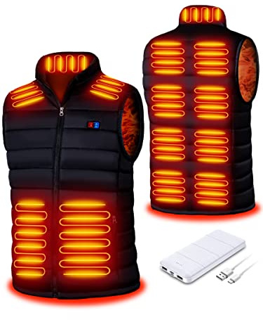 Warmy Veste Chauffante Homme Femme Gilet Chauffant Homme Électrique Chargement USB 13 Zones de Chaleur(XL)