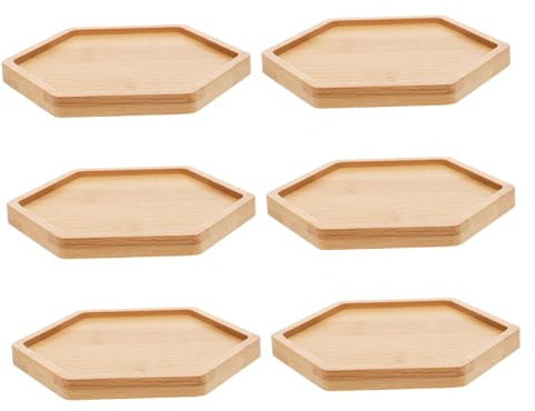 Hemobllo 6pièces Plateau Hexagonal pour Pots De Fleurs Soucoupe pour Plantes Intérieur Plateau De Service Hexagonal pour Jardinières Lot de sous-Verres Bambou pour Pots De Pépinière Soucoup