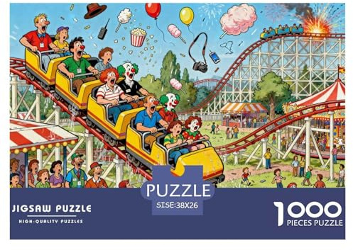 Amusement Park Roller Coaster Panic Wooden Jigsaw Puzzle Waterproof 1000 Piece Puzzles for Adults Colourful Challenging Games