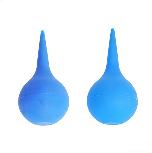 2 Pcs Bulb Syringe For Ear Wax, 30ml Washable Bulb Syringe, Blue Soft Elastic Ear Bulbs, Reusable Safe Ears Wax Suction Remover, Ears Cleaning, for Adults And Kids Daily Cleaning