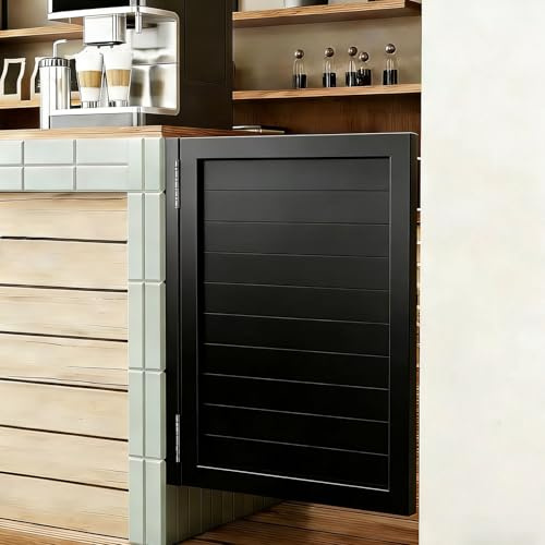 Portes Battantes Style Café Demi-Porte IntéRieure En Bois Massif Ouverture à 180°CharnièRes En Acier Inoxydable IdéAles pour Les Cuisines Les Escaliers Et Les EntréEs Chambr Black 60x90cm/23.6x35.4in