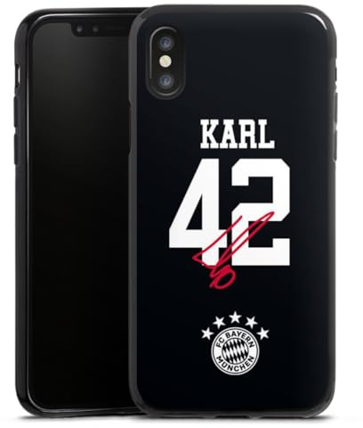 Silikon Hülle kompatibel mit Apple iPhone X Case schwarz Handyhülle FC Bayern München Lennart Karl Fanartikel