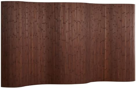 Homestyle4u Paravent Raumteiler Bambus Dunkelbraun Innen 145 cm Höhe | Trennwand faltbar & blickdicht in Wellenform, Sichtschutz für Wohnzimmer Schlafzimmer Büro, Wellenform