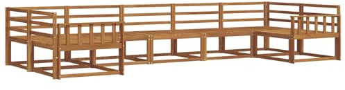 vidaXL Outdoor-Sofagarnitur 7 pcs Natur Massivholz Akazie, Modernes Outdoor-Sofa-Set, stylische Gartenmöbel, Lounge-Sitzgruppe für Garten und Poolbereich zum Entspannen