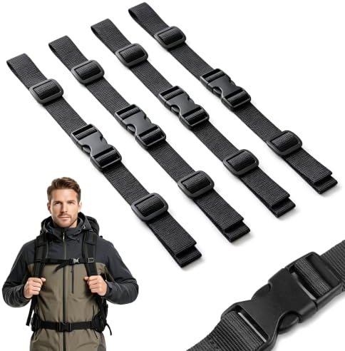 Wihozte 4 Stück Verstellbarer Brustgurt Rucksack mit Schnellverschluss | Nylon Rucksackriemen, Rutschfester Rucksack Brustgurt Nachrüsten Allzweckgurt für Joggen Wandern Klettern Reisen