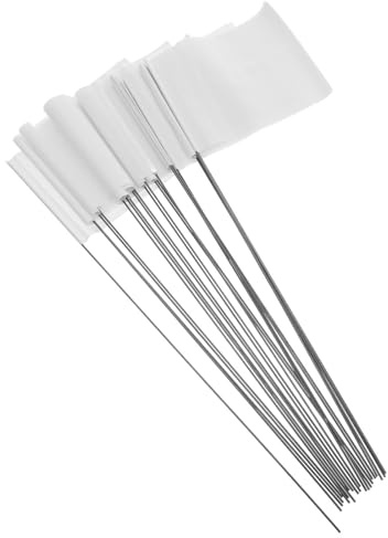 24pcs White Pvc Flag Markers with 15 Inch Stainless Steel Stakes
