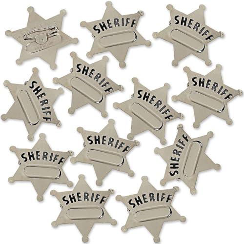 cama24com Sheriffstern mit Namensschild für Cowboy und Indianer 12 Stück Palandi