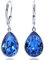 Ohrringe Silber Safir Blau mit Markenkristallen Tropfen NOBEL SCHMUCK