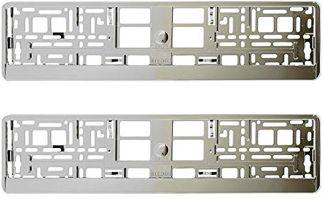 2 x Super chrom Effekt Nummernschild Umgibt Halter Rahmen für alle Cars ABS PC Kunststoff
