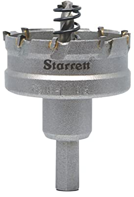 Starrett Tungsten Carbide Tipped Hole Saw - SM50 Sheet Metal Cutter With Arbor & Pilot Drill Bit - For Drilling Stainless Steel Aluminum Alloy - 50 mm