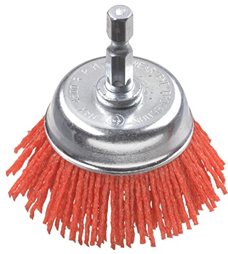 kwb Topf-Bürste, grob, Schleif-Nylon, Ø 50 mm für Holz, Metall und Buntmetall, Nylonbürste für Bohr-Maschine inkl. E6.3 Sechskant-Schaft, zum Schleifen, Strukturieren, Reinigen und Entrosten