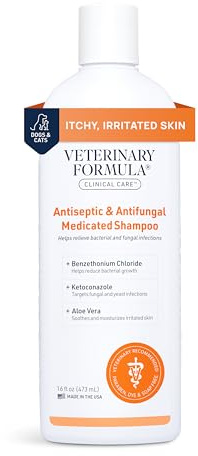 Veterinary Formula Clinical Care Antiseptic and Antifungal Medicated Shampoo for Dogs & Cats, 16 Fl Oz – Helps Alleviate Scaly, Greasy, red Skin – Paraben, Dye, Soap-Free (1 Pack)