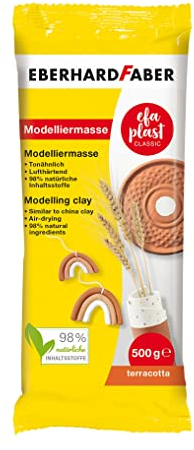 Eberhard Faber 570383 - EFAPlast Classic Modelliermasse in terrakotta, Inhalt 0,5 kg, lufthärtend, tonähnlich, kreatives Bastelvergnügen für kleine und große Künstler