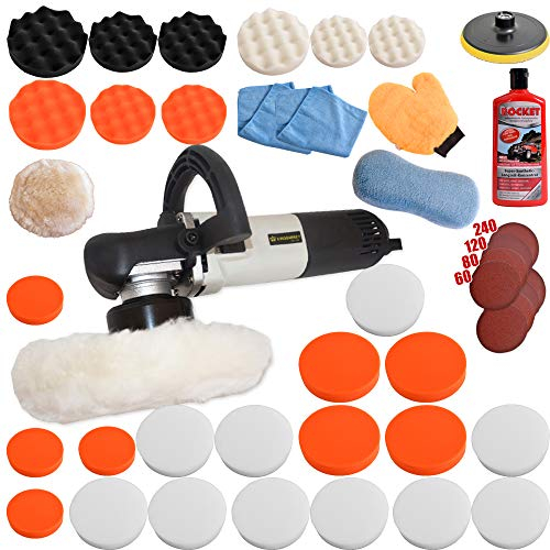 Duke-Handel Poliermaschine für Auto Exzenter 710 Watt mit 8 mm Hub und 6 m Kabel inkl. Koffer (Set 5)