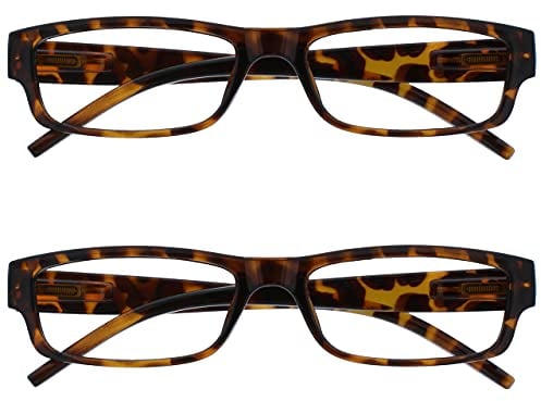OPULIZE, Reading Glasses Brown Tortoiseshell Lightweight Comfortable Readers Value 2 Pack Mens Womens RR32-2 +1.50